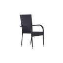 4 Pcs Poly Rattan Stackable Outdoor Chairs Black
