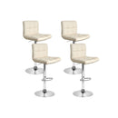 4 Pcs Pu Leather Bar Stools Kitchen Chairs Swivel Gas Lift Beige