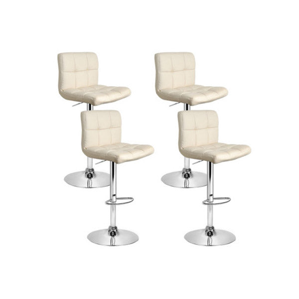 4 Pcs Pu Leather Bar Stools Kitchen Chairs Swivel Gas Lift Beige