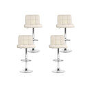 4 Pcs Pu Leather Bar Stools Kitchen Chairs Swivel Gas Lift Beige