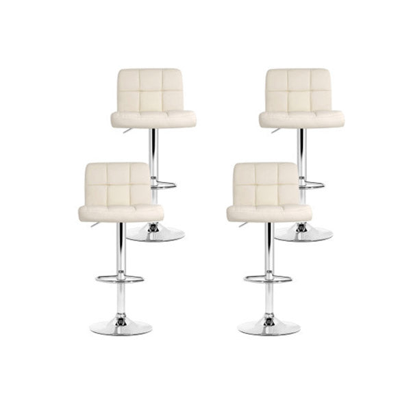 4 Pcs Pu Leather Bar Stools Kitchen Chairs Swivel Gas Lift Beige