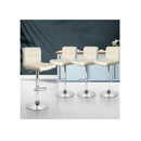 4 Pcs Pu Leather Bar Stools Kitchen Chairs Swivel Gas Lift Beige