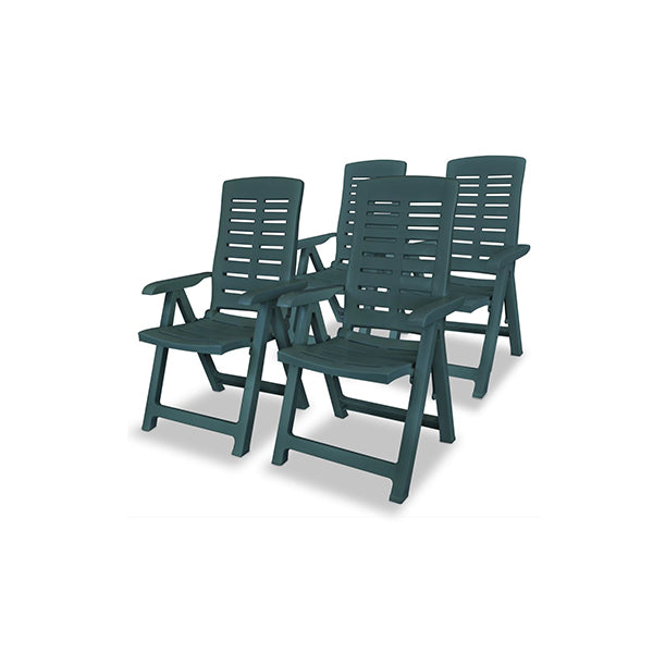 4 Pcs Reclining Garden Chairs Plastic Green