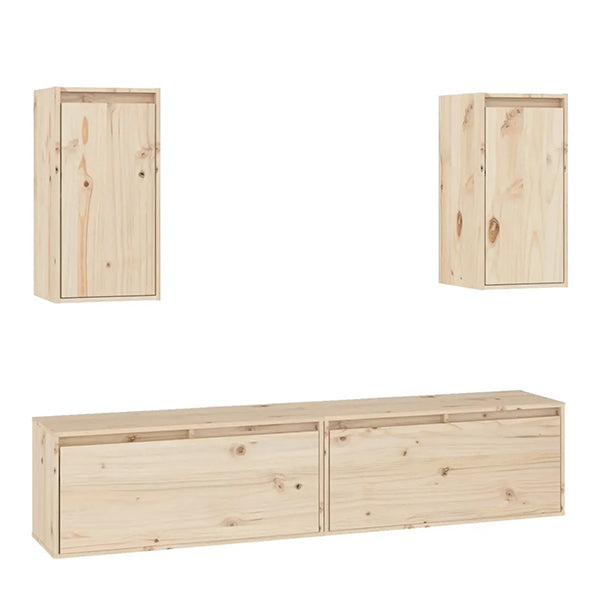 4 Pcs Tv Cabinets Solid Wood Pine