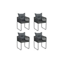 4 Pcs With Pillows Outdoor Chairs Poly Rattan Black