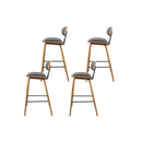 4 Pcs Wooden Cafe Kitchen Bar Stools Dining Chairs Black