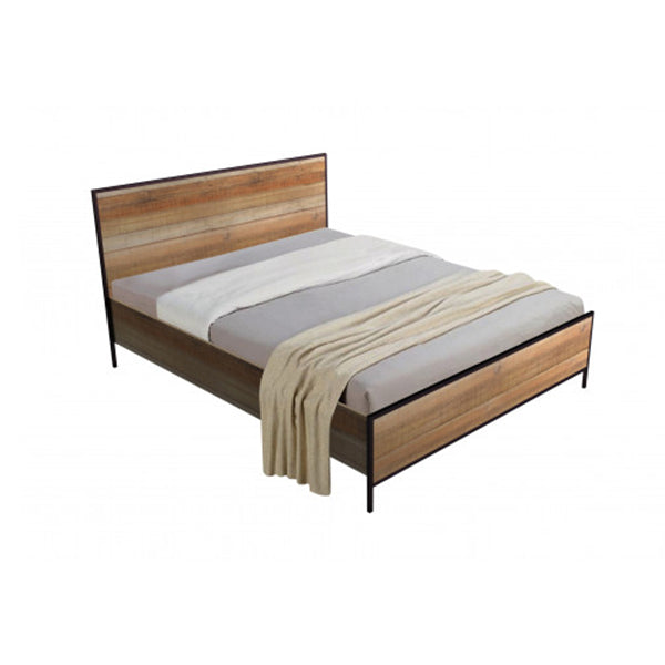 4Piece Bedroom Suite With Particle Board Metal Legs Queen Size Bed Oak