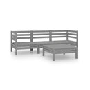 4 Piece Garden Lounge Set Grey Solid Pinewood