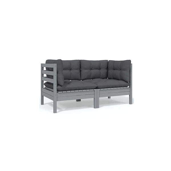 4 Piece Garden Lounge Set Grey With Anthracite Cushions