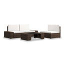 4 Piece Poly Rattan Brown Garden Lounge Set