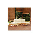 4 Piece Garden Lounge Set Solid Pinewood With Cream Cushions