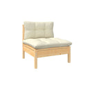 4 Piece Garden Lounge Set Solid Pinewood With Cream Cushions