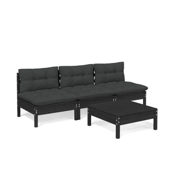 4 Piece Garden Lounge Set With Anthracite Cushions Pinewood