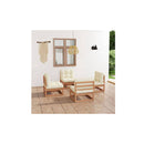 4 Piece Garden Lounge Set With Cushions Colour Cream Solid Pinewood