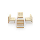4 Piece Garden Lounge Set With Cushions Colour Cream Solid Pinewood