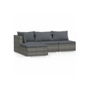 4 Piece Grey Poly Rattan With Cushions Lounge Garden Set