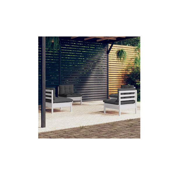 4 Piece Garden Lounge Set With Cushions Pinewood Anthracite