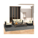 4 Piece Black Poly Rattan With Cushions Garden Lounge Set