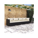 4 Piece Black Poly Rattan Garden Lounge Set With Cushions