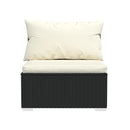 4 Piece Black Poly Rattan With Cushions Garden Lounge Set
