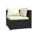 4 Piece Black Poly Rattan With Cushions Garden Lounge Set