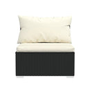 4 Piece Black Poly Rattan Garden Lounge Set With Cushions