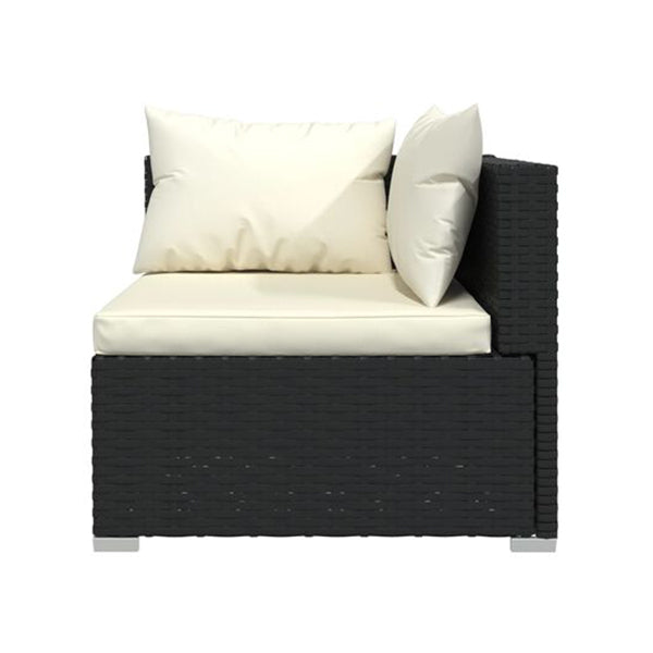 4 Piece Black Poly Rattan With Cushions Garden Lounge Set