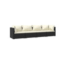 4 Piece Black Poly Rattan Garden Lounge Set With Cushions