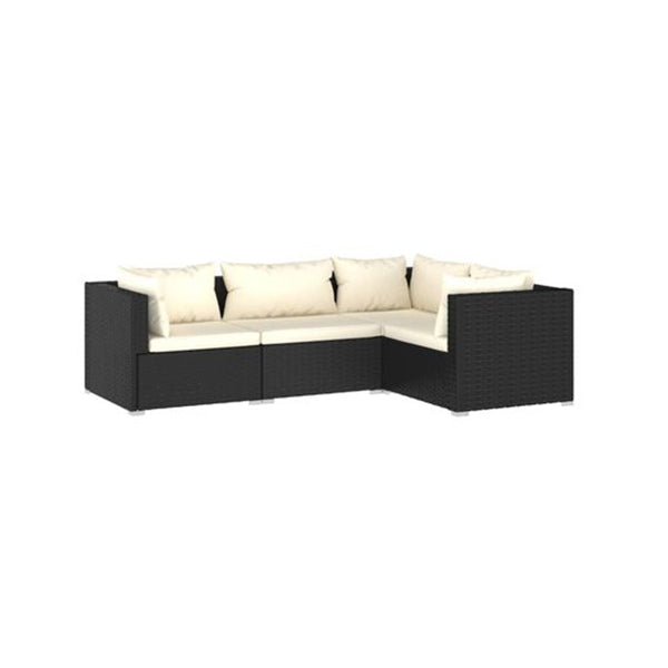 4 Piece Outdoor Lounge Set With Cushions Poly Rattan Black