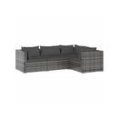 4 Piece Grey Poly Rattan Garden Lounge Set With Cushions