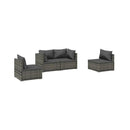 Poly Rattan Grey 4 Piece Garden Lounge Set With Cushions