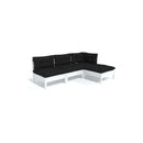 4 Piece Garden Lounge Set With Cushions White Pinewood