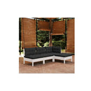 4 Piece Garden Lounge Set With Cushions White Pinewood