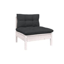 4 Piece Garden Lounge Set With Cushions White Pinewood