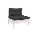 4 Piece Wooden Garden Lounge Set With Cushions White