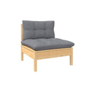 4 Piece Pinewood Garden Lounge Set With Cushions Grey