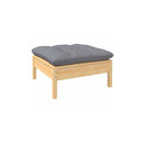 4 Piece Pinewood Garden Lounge Set With Cushions Grey