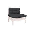 4 Piece Pinewood Garden Lounge Set With Cushions White