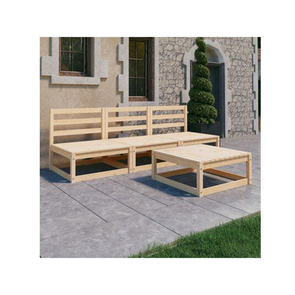 4 Piece Solid Pinewood Garden Lounge Set