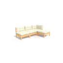 4 Piece Wooden Garden Lounge Set With Cream Cushions