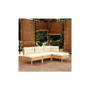 4 Piece Wooden Garden Lounge Set With Cream Cushions