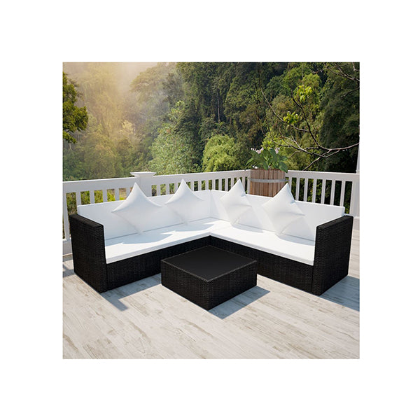 4 Pieces Garden Lounge Set With Cushions Poly Rattan