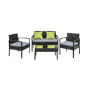 4 Seater Sofa Set Outdoor Furniture Lounge Setting Black