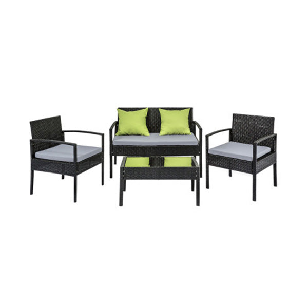 4 Seater Sofa Set Outdoor Furniture Lounge Setting Black