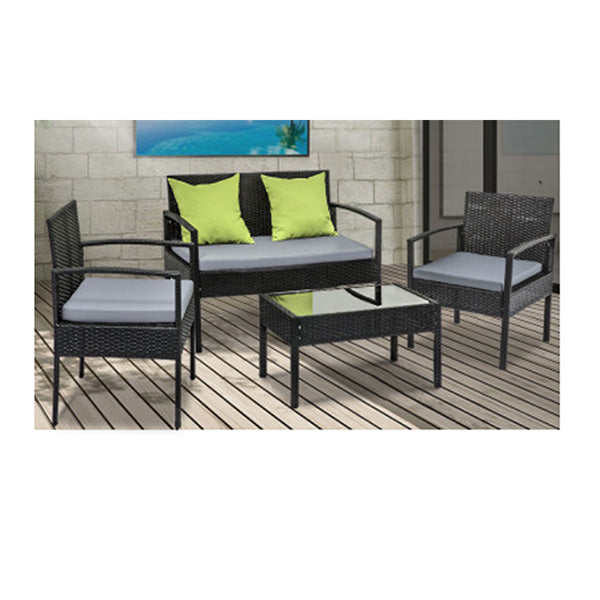 4 Seater Sofa Set Outdoor Furniture Lounge Setting Black