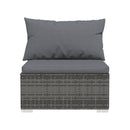 4 Seater Sofa With Cushions Grey Poly Rattan