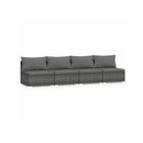 4 Seater Sofa With Cushions Grey Poly Rattan