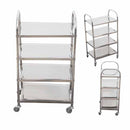 4 Tier Stainless Steel Utility Cart Square Large