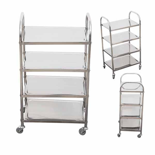 4 Tier Stainless Steel Utility Cart Square Large