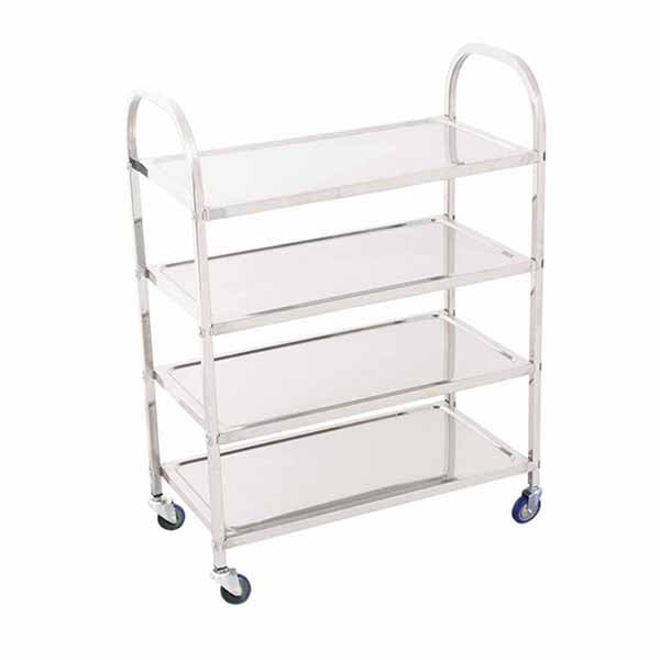 4 Tier Stainless Steel Utility Cart Square Large